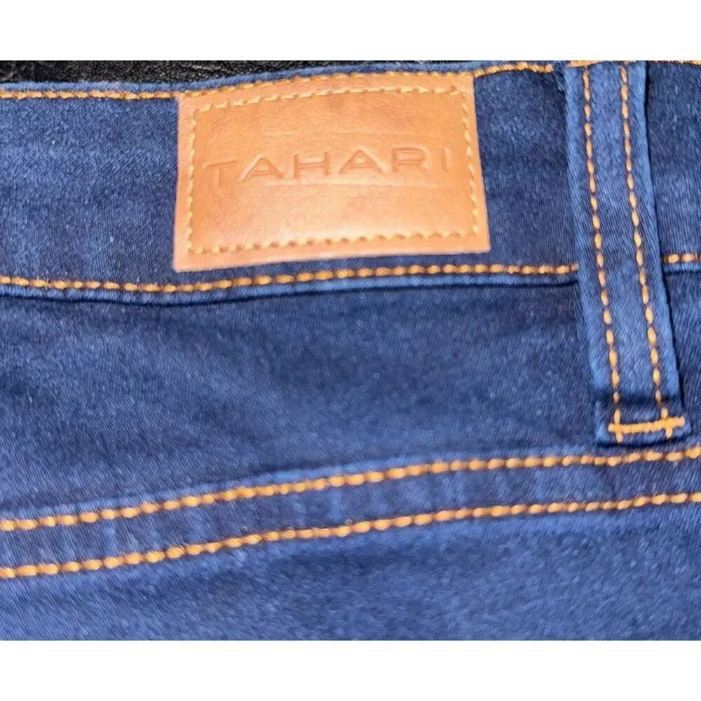 TAHARI Jeans Denim Dark Blue Wash‎ Skinny Stretch Comfort Classic Size 16W EUC
